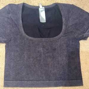 Charcoal Short Sleeve Crop Top